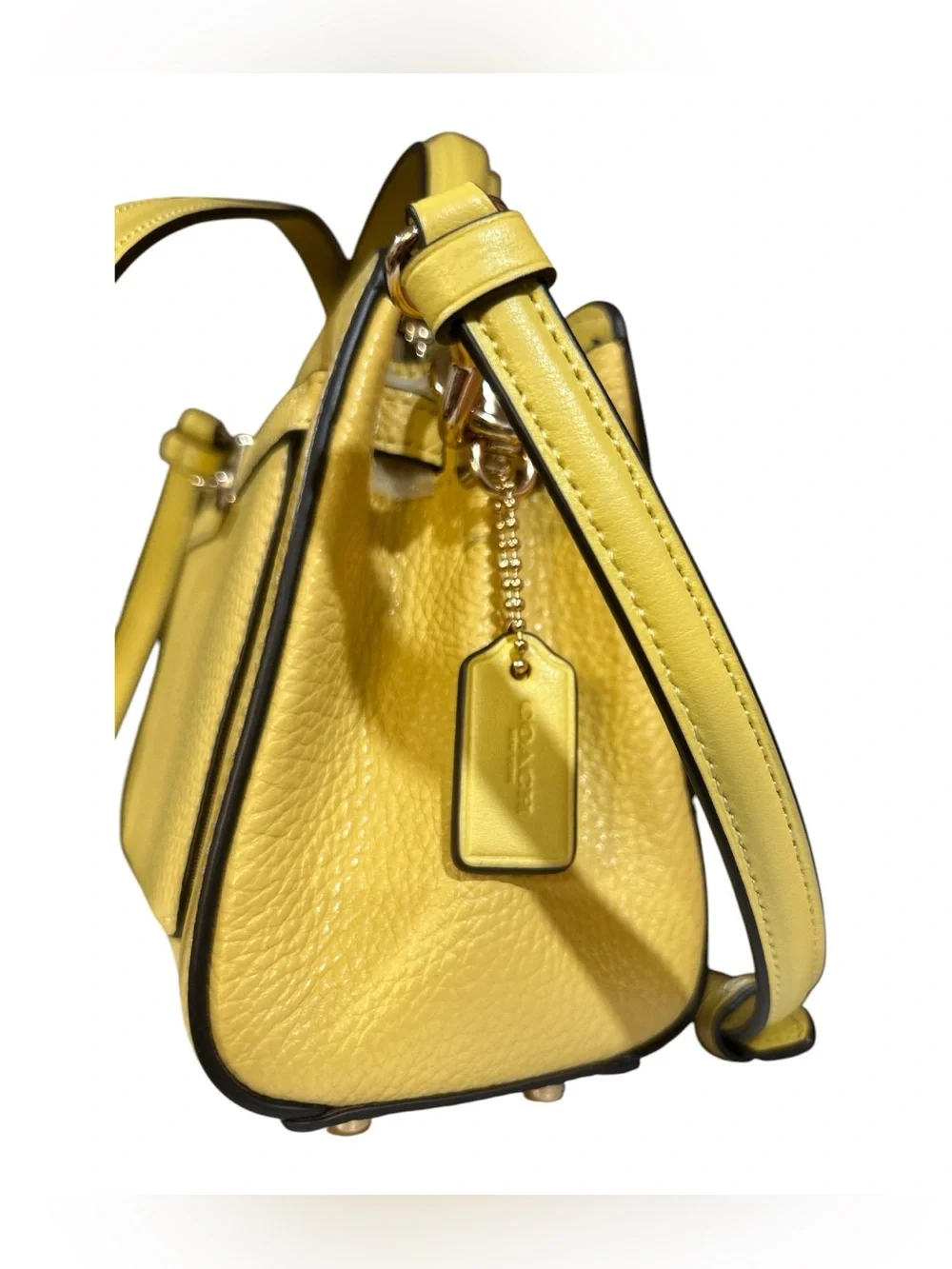 Coach Yellow Leather Top-Handle Satchel with Detachable Strap